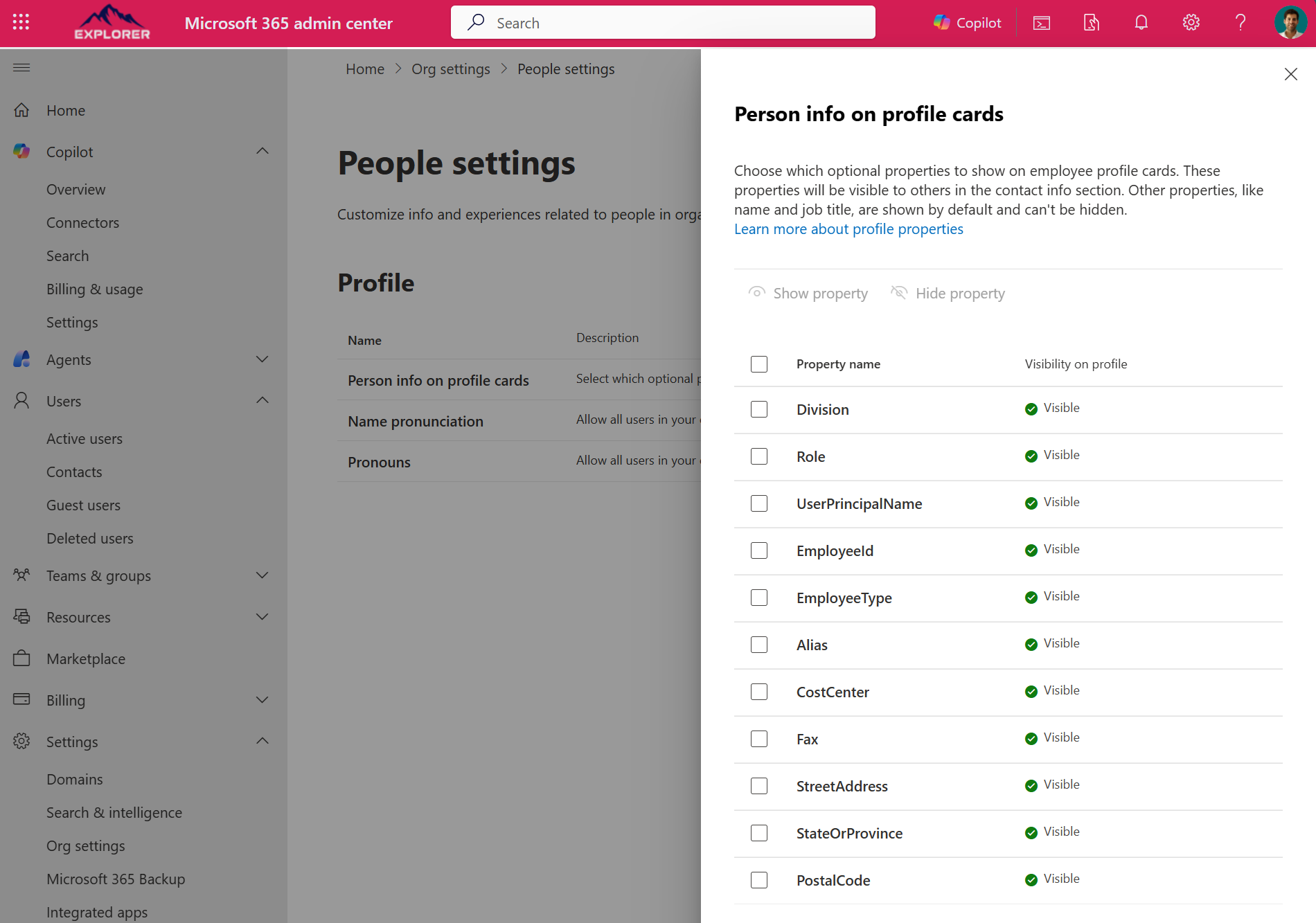 Microsoft Profile Cards